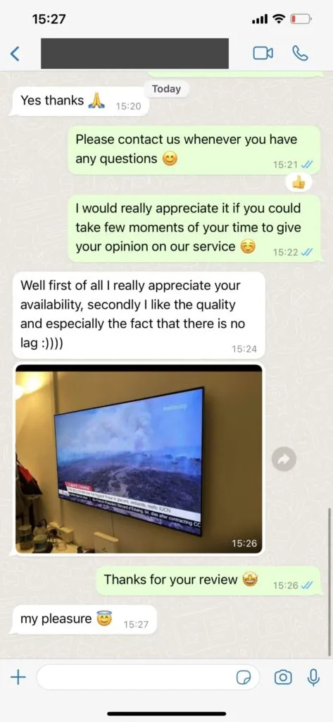 IPTVnator WhatsApp support chat feedback screenshot 2
