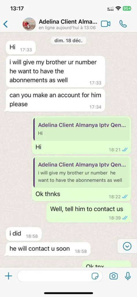IPTVnator WhatsApp support chat feedback screenshot 5